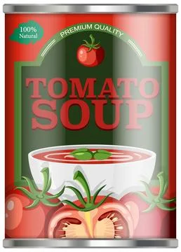 Vector Illustration of a Red Canned Tomato Soup Label Design Stock Illustration