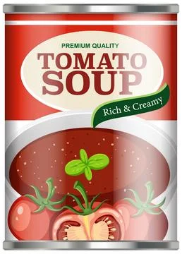 Vector Illustration of a Red Canned Tomato Soup Product Stock Illustration