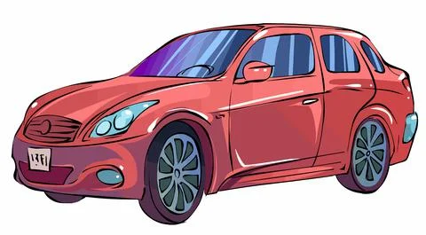 Vector illustration of a red car hatchback Stock Illustration