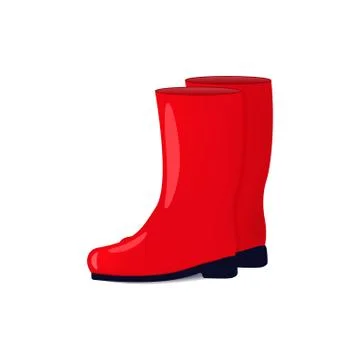 Vector illustration of red color rubber boots Stock Illustration