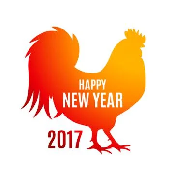 Vector Illustration of Red Fire Rooster, Symbol  2017 Year on Stock Illustration