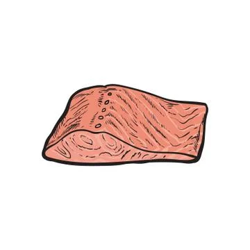 Vector illustration of red fish fillet without skin in sketch style. Illustrazione stock