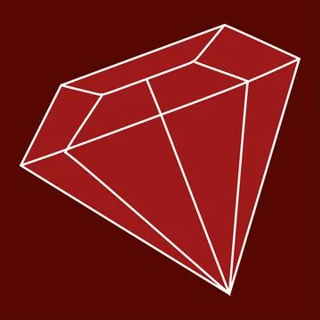 Vector illustration of a Red gemstone icon. Red gem icon. Ruby vector flat an Stock Illustration