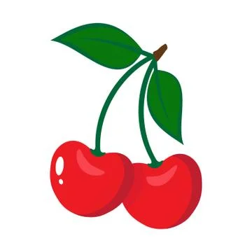 Vector illustration of red glossy cherries on white background Stock Illustration