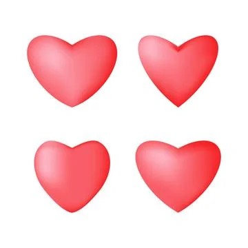 Vector Illustration, Red hearts different shapes Stock Illustration