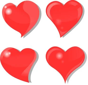 Vector Illustration, Red hearts different 4 Stock Illustration