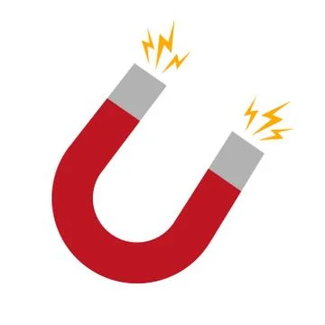 Vector illustration of red magnet. Flat design. Isolated. Stock Illustration