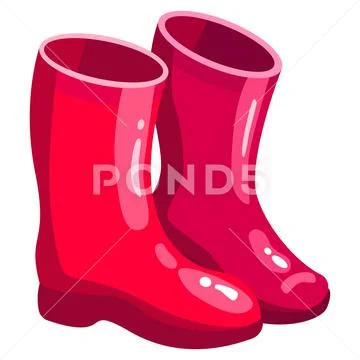 Vector illustration of red rubber boots on a white background. Stock Illustration