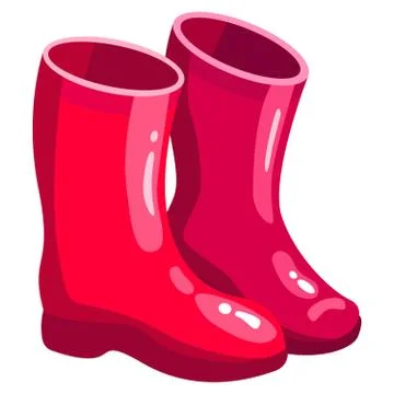 Vector illustration of red rubber boots on a white background. Stock Illustration