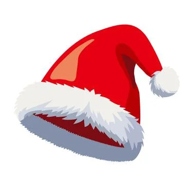 Vector illustration of a red Santa hat with fluffy white trim, simple design Stock Illustration