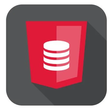 Vector illustration red shield with database symbol, isolated web site Stock Illustration