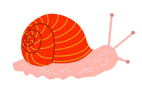 Vector illustration of a red snail in a flat style Stock Illustration
