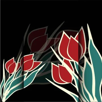 Vector illustration of red tulips. Stock Illustration