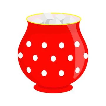 Vector illustration. Red vase with sugar on a white background. Stock Illustration