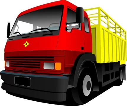 Vector illustration of red-yellow  truck Stock Illustration