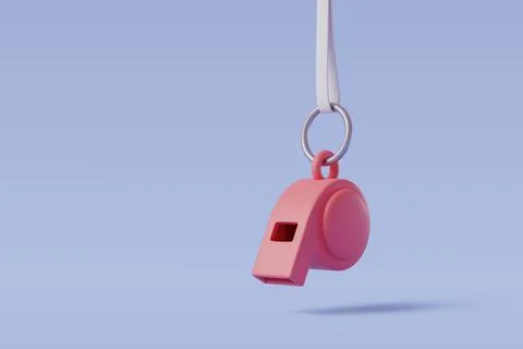 Vector Illustration of Referee Pink Whistle mockup, Realistic 3D style model. Stock Illustration