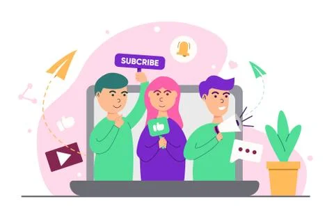 Vector illustration referral marketing program with refer a friend concept. Stock Illustration