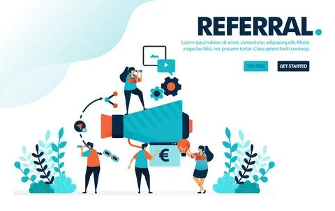 Vector illustration referral program. People join referral programs for marke Stock Illustration