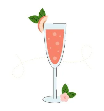 Vector illustration of a refreshing peach Bellini cocktail Stock Illustration