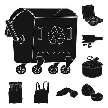 Vector illustration of refuse and junk logo. Set of refuse and waste stock Stock Illustration