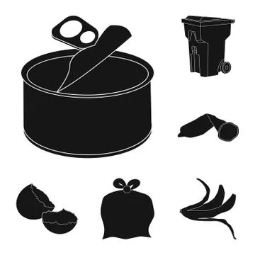 Vector illustration of refuse and junk symbol. Collection of refuse and waste Stock Illustration