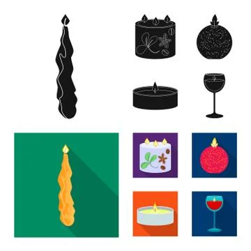Vector illustration of relaxation and flame sign. Set of relaxation and wax Illustrazione stock