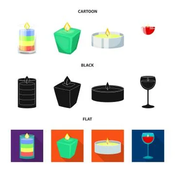 Vector illustration of relaxation and flame symbol. Set of relaxation and wax Stock Illustration