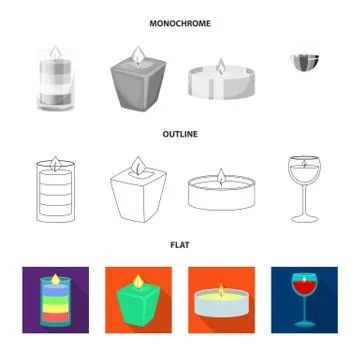 Vector illustration of relaxation and flame icon. Collection of relaxation and 스톡 일러스트