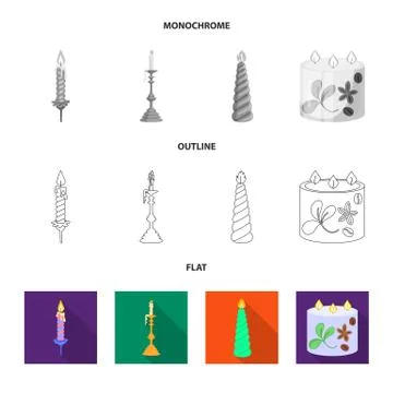 Vector illustration of relaxation and flame symbol. Set of relaxation and wax Stock Illustration