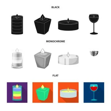 Vector illustration of relaxation and flame icon. Set of relaxation and wax 스톡 일러스트