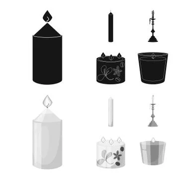 Vector illustration of relaxation and flame sign. Collection of relaxation and Stock Illustration