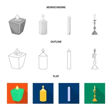 Vector illustration of relaxation and flame symbol. Collection of relaxation and Stock Illustration