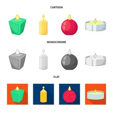 Vector illustration of relaxation and flame sign. Set of relaxation and wax 스톡 일러스트