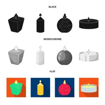 Vector illustration of relaxation and flame sign. Set of relaxation and wax Stock Illustration