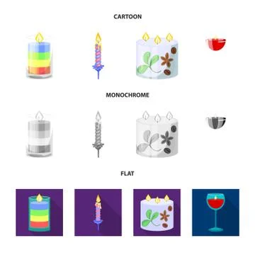 Vector illustration of relaxation and flame icon. Set of relaxation and wax 스톡 일러스트