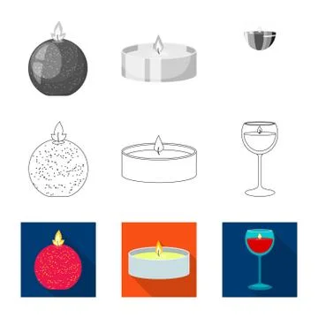 Vector illustration of relaxation and flame sign. Collection of relaxation and Stock Illustration