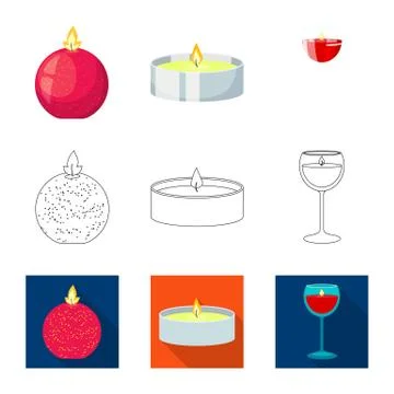 Vector illustration of relaxation and flame symbol. Set of relaxation and wax Stock Illustration