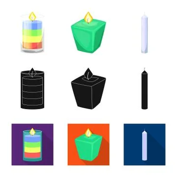 Vector illustration of relaxation and flame symbol. Set of relaxation and wax Illustration