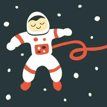Vector illustration representing a cute cartoon astronaut floating in the deep Stock Illustration