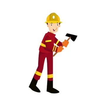 Vector Illustration Rescue firefighter in safe helmet and uniform pop art ret Stock Illustration