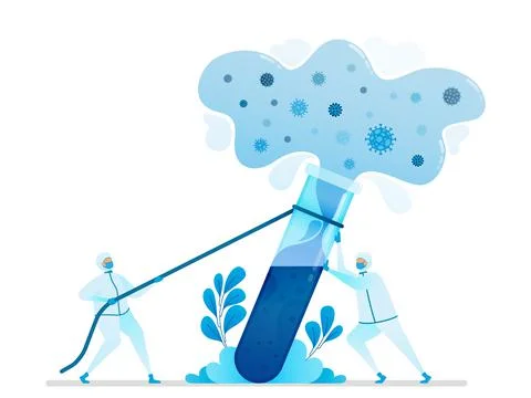 Vector illustration of research to find virus cures and vaccines. Chemistry l Stock Illustration