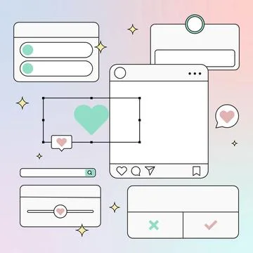 Vector illustration of a retro 90s browser window in vaporwave style Stock Illustration