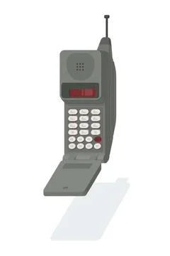 Vector illustration of a retro 90s cellphone with antenna isolated. Stock Illustration
