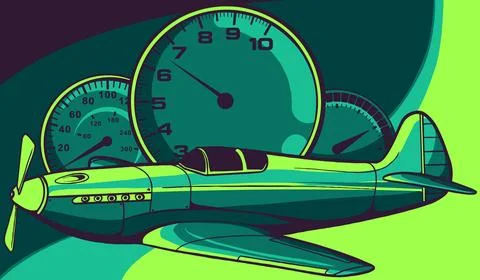 Vector illustration of Retro flying fighter plane colorful concept Stock Illustration