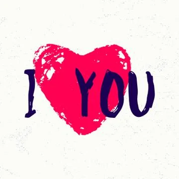 Vector illustration of retro inspiration text phrase I love you with heart Ilustração Stock