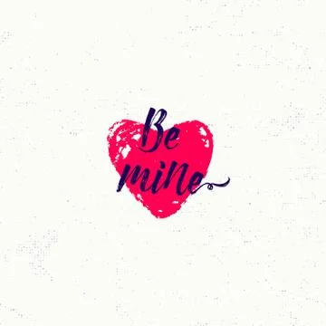 Vector illustration of retro inspiration text phrase Be mine with heart Stock Illustration