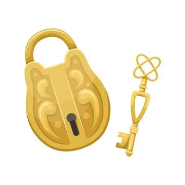 Vector illustration of retro key and lock. Stock Illustration