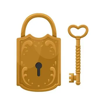 Vector illustration of retro key and lock. Stock Illustration