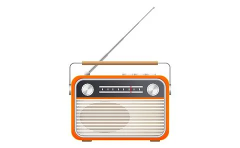 Vector illustration of retro style orange radio on white background Stock Illustration