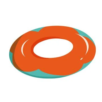 Vector illustration of retro swimming ring in cartoon flat style. Summer acce Stock Illustration